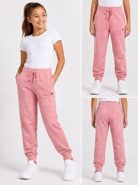 Champion Girls Pink Logo Print Fleece Jogger Sweatpants Size M
